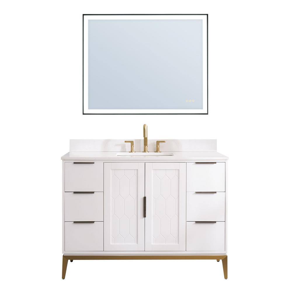ANGELES HOME 48 in. W x 22 in. D x 35 in. H Solid Wood Bath Vanity in