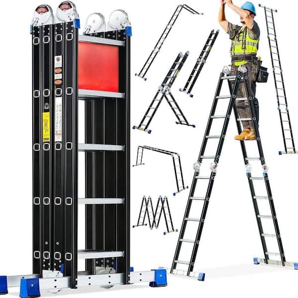 KIWDZFU 19.6 ft. Aluminium Multi-Purpose Adjustable Telescoping