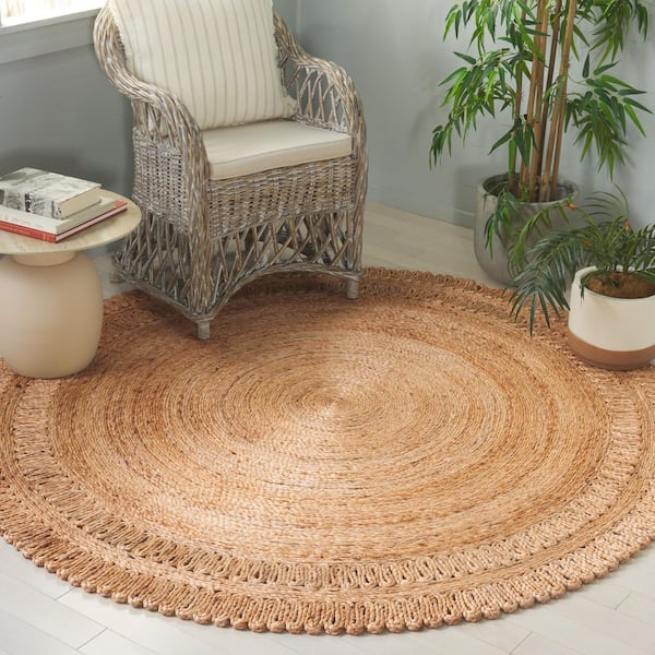 Natural Fiber 6 ft. x 6 ft. Natural Solid Color Round Area Rug