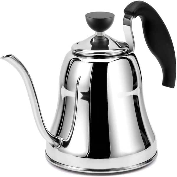 4-Cup Mirror Silver Stainless Steel Tea Pot, Applicable for Electric, Induction, Gas, All Cooktops