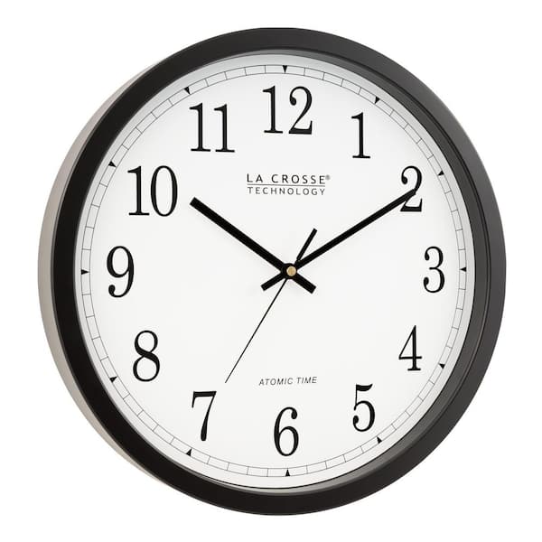 La Crosse Technology 14 in. Atomic Round Analog Black Wall Clock