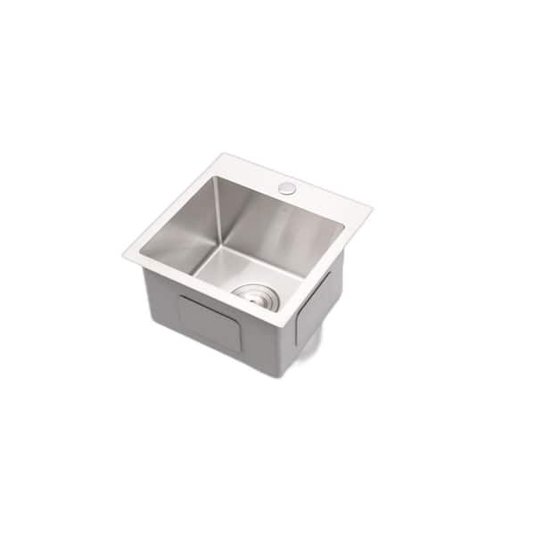 13 in. Drop-In/Undermount Single Bowl Gray Stainless Steel