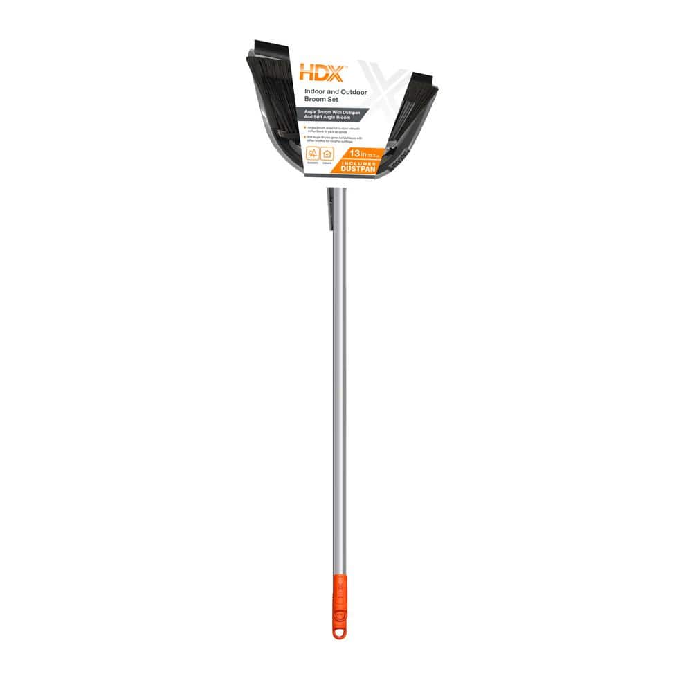 HDX 13 in. Indoor and Outdoor Angle Broom Combo Set with Dustpan 30047