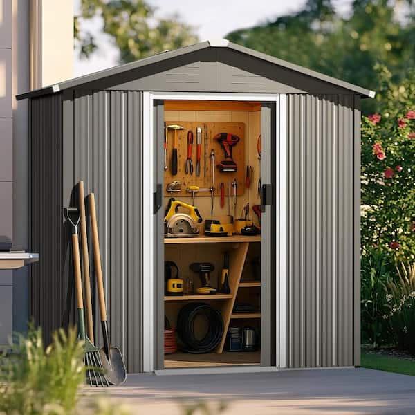 6 ft. x 4 ft. Metal Outdoor Backyard Garden Storage Tool Shed with Lockable Doors (22 sq. ft.)