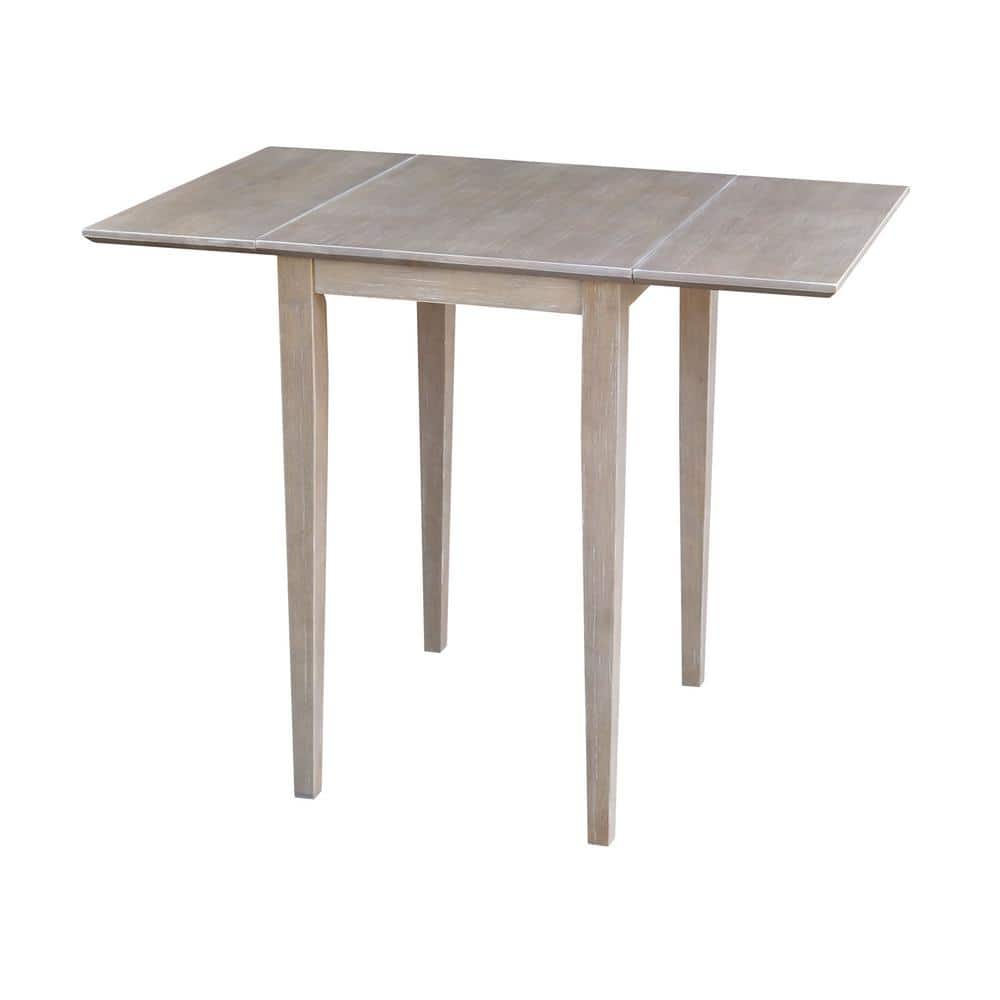 Elegant Washed Gray Taupe Solid Wood Extendable Dropleaf Dining Table