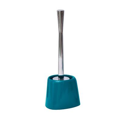 Bath Free Standing Toilet Bowl Brush with Holder Peacock Blue