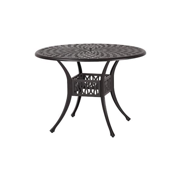 Laurel Canyon Classic Dark Brown Round Cast Aluminum Outdoor Dining Table Hocat42ta The Home Depot - Patio Dining Table Home Depot Canada