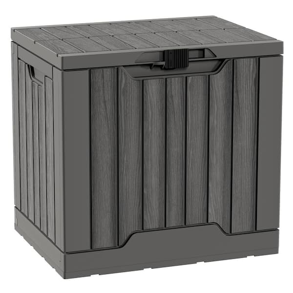31 Gal. Gray Resin Deck Box Outdoor Storage Box with Latch