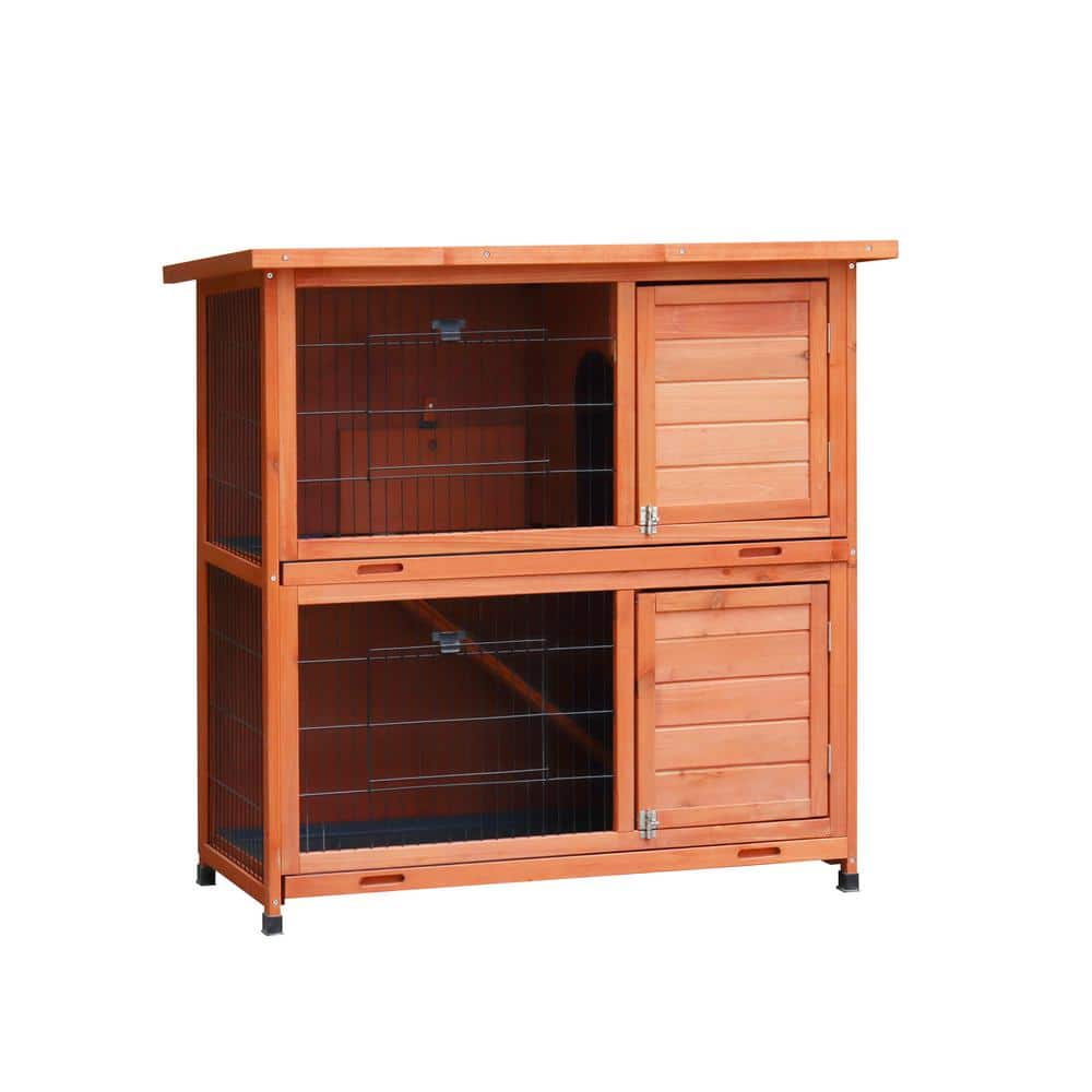 Rabbit Hutch Outdoor, 2-Story Rabbit Cage with 2-Removable No-Leak Trays, Small Animals Cages with Non-Slip Ramp price history on PriceWatchPro