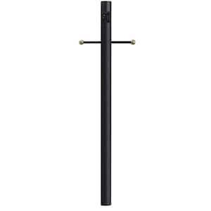 7 ft. Black Outdoor Direct Burial Lamp Post with Cross Arm and Grounded Convenience Outlet fits 3 in. Post Top Fixtures