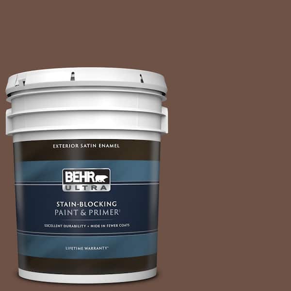 BEHR ULTRA 5 gal. #PMD-108 Double Chocolate Satin Enamel Exterior Paint & Primer
