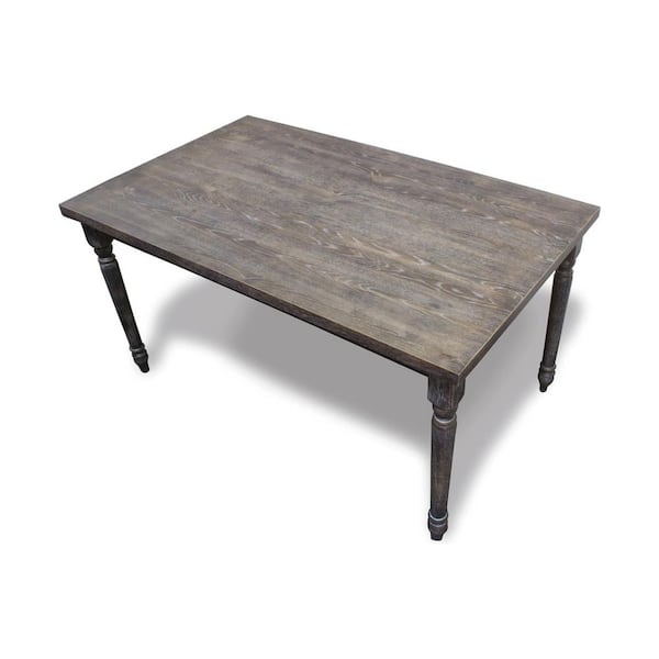 Rustic Distressed Weathered Grey Wood Metal Dining Table Kitchen Desk Rectangle 