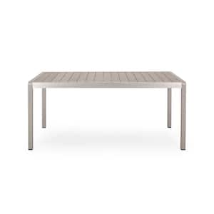 Cape Coral 30.25 in. Silver Rectangular Aluminum Outdoor Patio Dining Table
