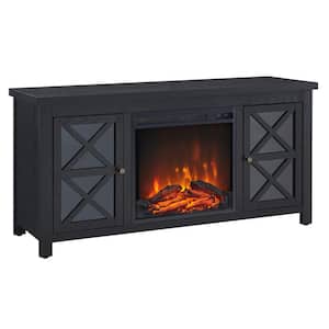 Colton 47.75 in. Black TV Stand Fits TV's up to 55 in. with Log Fireplace Insert