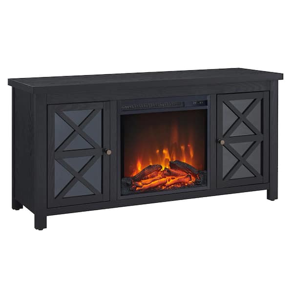 Meyer&Cross Colton 47.75 in. Black TV Stand Fits TV's up to 55 in. with Log Fireplace Insert
