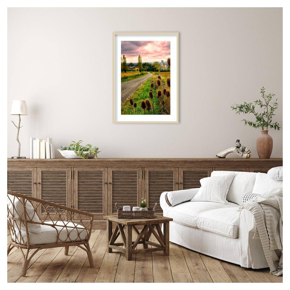 Chateau Tauzia Thistles Scenic Photography Print in Svelte Natural Frame
