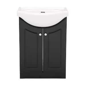 24 in. W Standard Vanity in Satin Black Color with Ceramic Vanity Top in White with White Basin