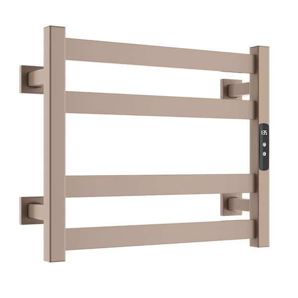 Beige 4-Bar Wall-Mounted Electric Towel Warmer, Hardwired or Plug-In AY1001-1-BE
