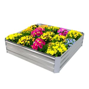 47 in. x 47 in. x 11.5 in. Galvanized Steel Square-Shaped Raised Garden Bed Silver