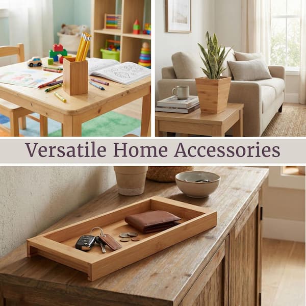 Lavish Home 5-Piece Bamboo Bathroom and Vanity Set in Natural