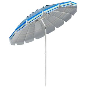 8 ft. Market Portable Beach Umbrella in Blue with Sand Anchor and Tilt Mechanism