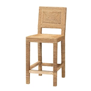 Anfield 24.4 in. Natural Seagrass and Wood Counter Stool