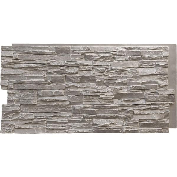 Ekena Millwork Canyon Ridge 45 3/4 in. x 1 1/4 in. Grey Granite Stacked Stone, StoneWall Faux Stone Siding Panel