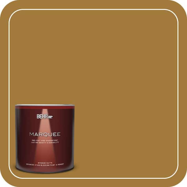 BEHR MARQUEE 1 qt. #320D-7 Victorian Gold Matte Interior Paint & Primer