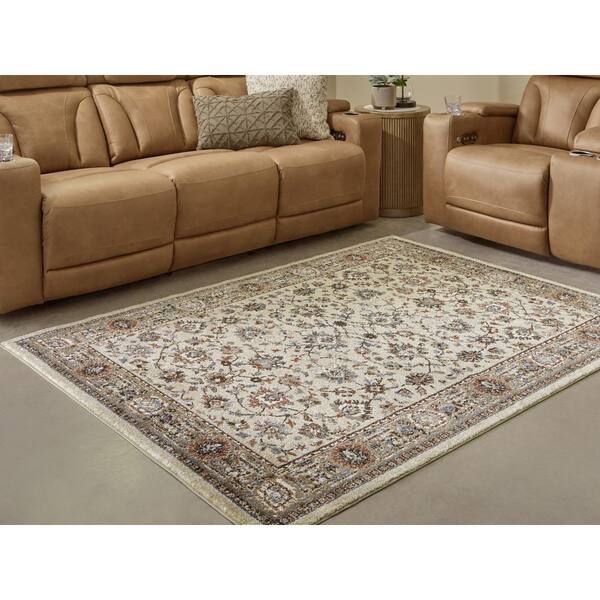 Beritham 8 ft. x 10 ft. Brown/Beige Floral Area Rug