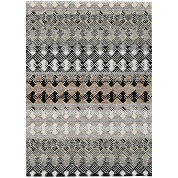 Chantille Machine Washable Indoor/Outdoor Abstract ACN2773 Black 10 ft. x 14 ft. Area Rug