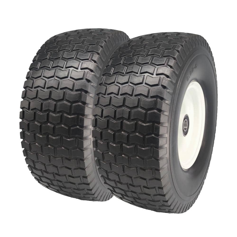 15 in. x 6.00 in.-6 Flat Free Lawn/Garden Tire, 3/4 & 5/8 Bearing, 3 in. Center Hub, Set of 2 price history on PriceWatchPro