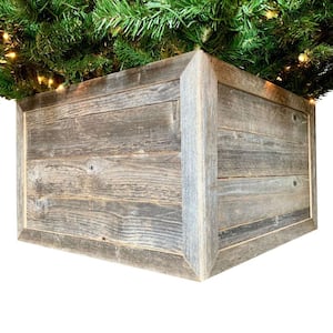 28" Natural Weathered Gray Plank Christmas Tree Collar