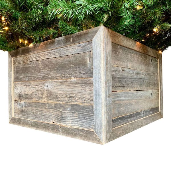 HomeRoots 18" Natural Weathered Gray Christmas Tree Collar