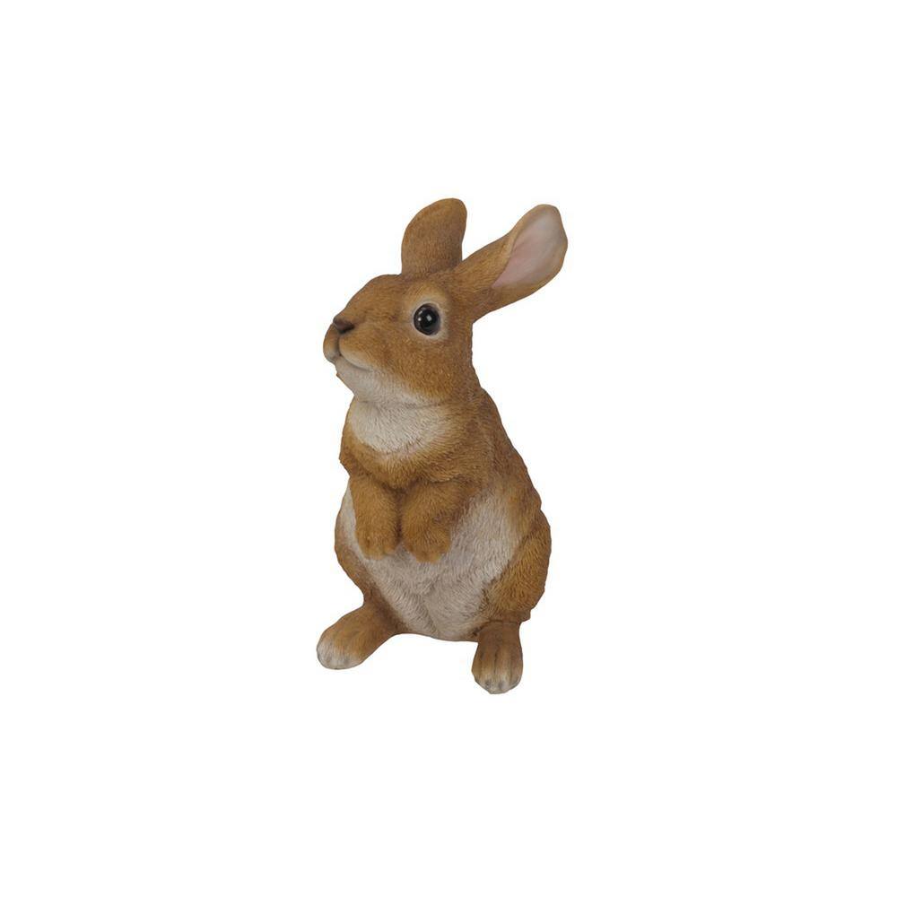 Adorable Brown and White Polyresin Standing Rabbit Statue