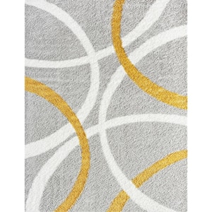 Uptown Shag Silver 7 ft. x 9 ft. Abstract Indoor Area Rug