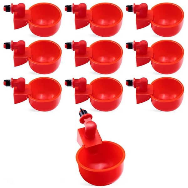 N/A 10 Pack Automatic Filling Chicken Waterer Cups for Poultry, Durable PVC Feeder for Chicken Duck Turkey Rabbit