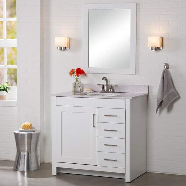 Westcourt 36 in. W x 22 in. D x 34 in. H Bath Vanity Cabinet without Top in White