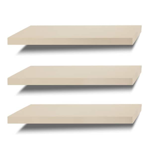 Unbranded 17 in. W x 6 in White Solid Wood Decorative Wall Shelf, Set of 3