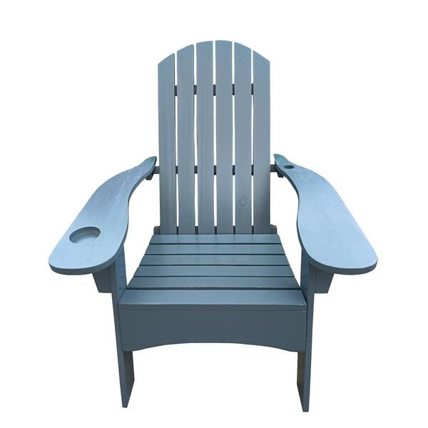 Unbranded Outdoor Or Indoor Wood Adirondack Chair Armrest With Cup Hole And Umbrella Hole Gray