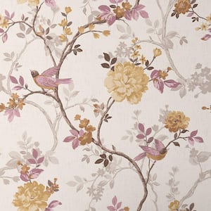 Traditional Bird Light Yellow Peel and Stick Wallpaper Panel (Covers 26 sq. ft.)