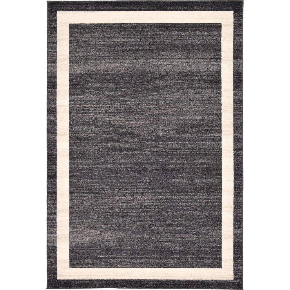 Black Polypropylene 6 ft. x 9 ft. Solid Color Indoor Area Rug