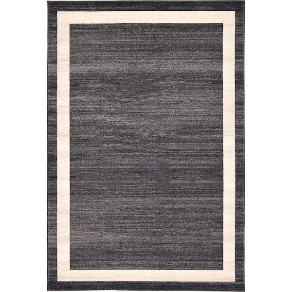 Unbranded Black Polypropylene 6 ft. x 9 ft. Solid Color Indoor Area Rug