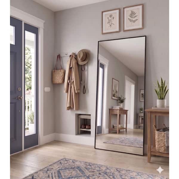 Spigel Black 30 in. W x 71 in. H Oversized Modern Rectangular