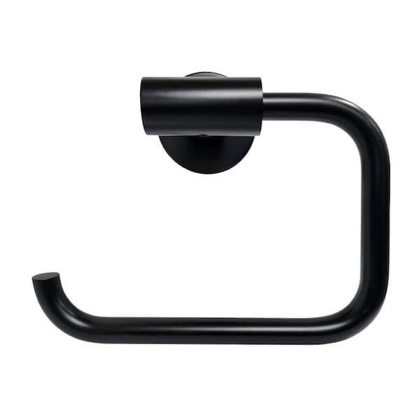 Contemporary Open Wall-Mount, Towel Ring Holder/Toilet Paper Holder for Bathroom, Stainless Steel in Matte Black