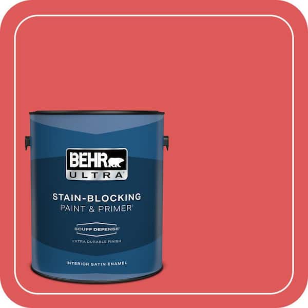 BEHR ULTRA 1 gal. #150B-6 Firecracker Extra Durable Satin Enamel Interior Paint & Primer