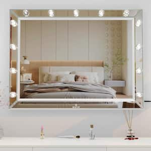 30.5 in. W x 40 in. H Rectangular Aluminum Framed Wall Mounted Bathroom Vanity Mirror with Bulbs in White