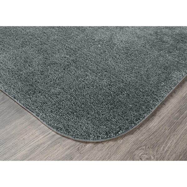 Traditional Dark Gray 3-Piece Washable Bathroom Rug Set