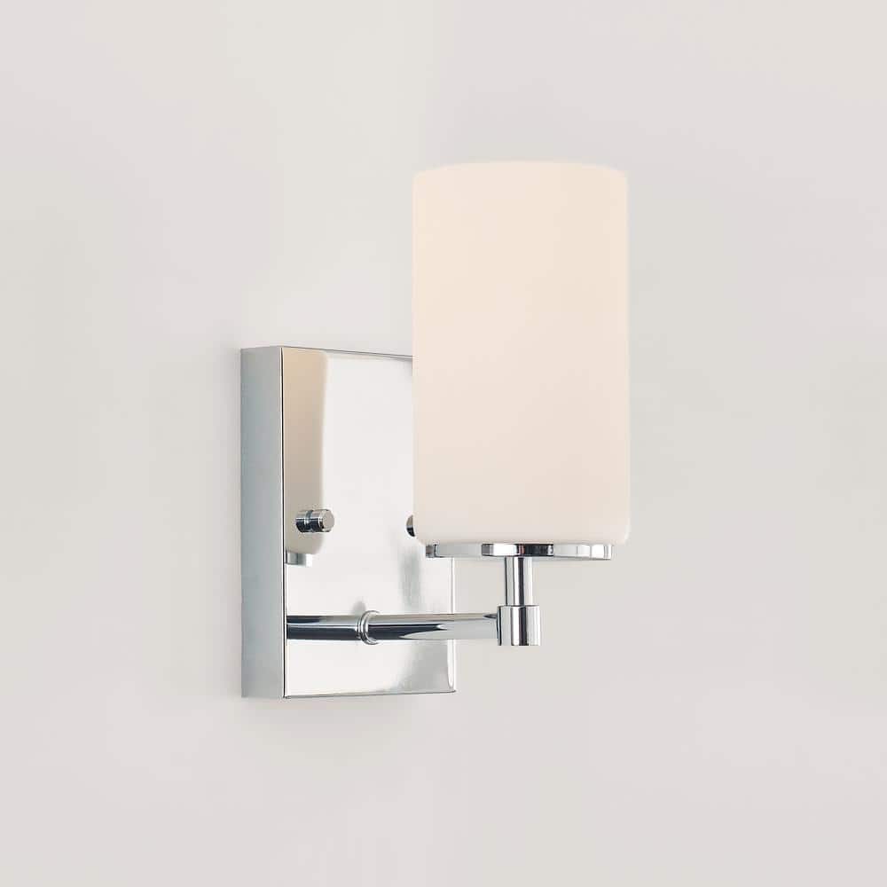 Elegant Chrome Cylinder Outdoor Wall Sconce, Dimmable Energy Star