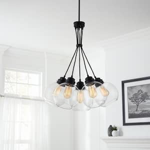 Kent 5-Light Aged Bronze Chandelier with Clear Glass Globes