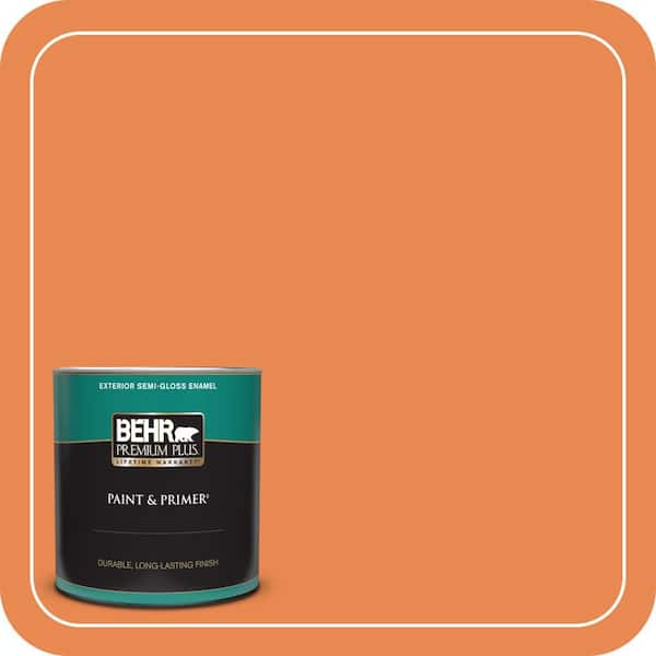 BEHR PREMIUM PLUS 1 qt. #P210-6 Mandarin Semi-Gloss Enamel Exterior Paint & Primer